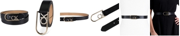 Calvin Klein Two-Tone Monogram Buckle Leather Belt